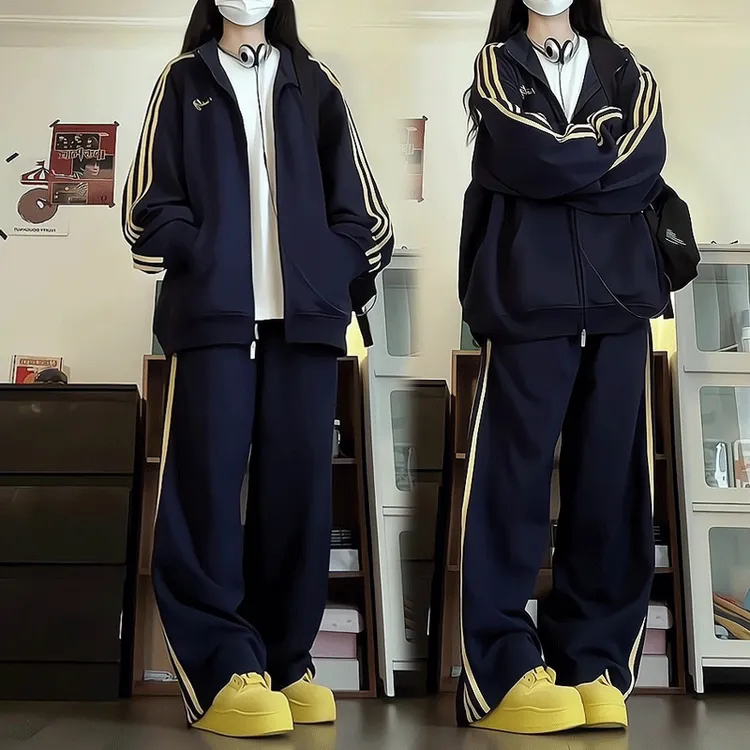 休闲运动服套装秋冬卫衣开衫15-18岁女高中生潮牌秋冬穿搭一整套