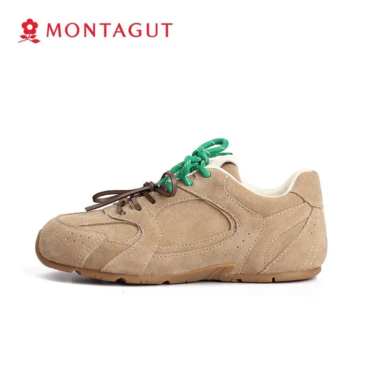 梦特娇2024鞋女款安可拉红德训鞋透气轻便百搭复古运动休闲单鞋