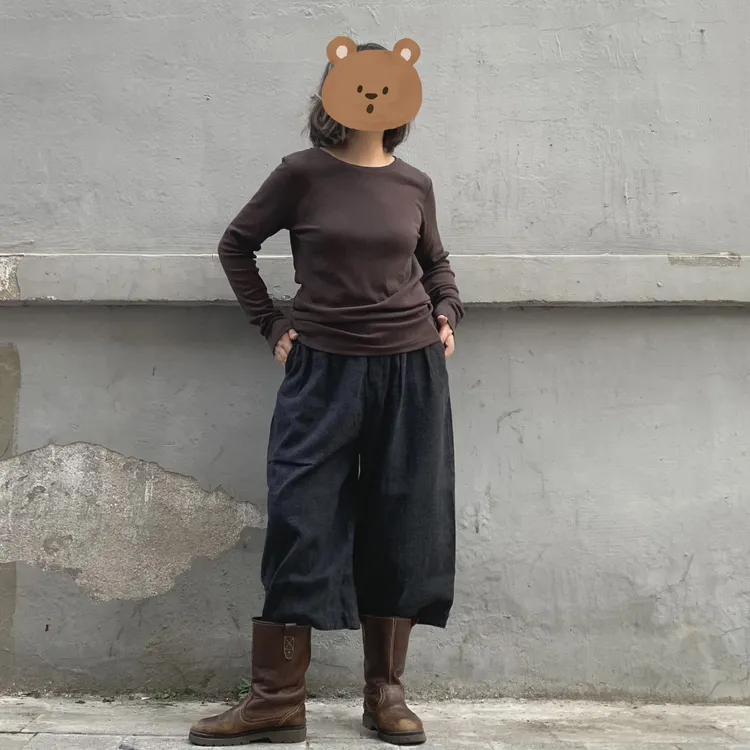 秋冬双螺纹针织圆领百搭纯色打底衫四色入上衣