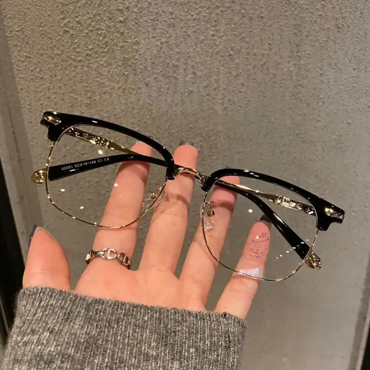 复古斯文败类半框眼镜近视男款潮可配度数防蓝光高级感眼睛镜框架商品图