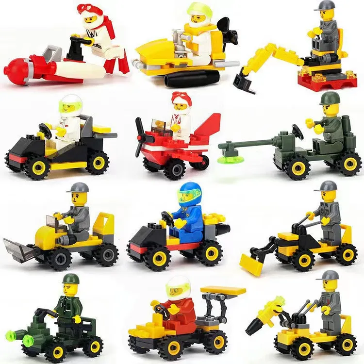新款12盒带人仔工程车套装积木儿童益智玩具启蒙环保颗粒男孩女孩商品图
