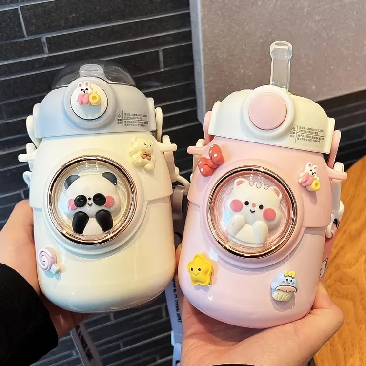 可爱女生保温杯女生网红少女心水杯大容量学生外出便携大肚吸管杯