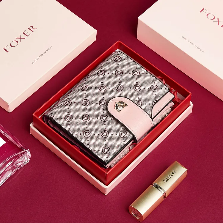 金狐狸钱包女士爆款复古风休闲印花短款小巧零钱包包大容量