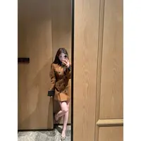 一只雪雪【雾都恋人】新款秋冬气质时尚夹棉复古撞色双排扣显瘦大衣