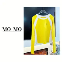 MOMO 【拼色小马T恤】2025新款德绒设计感ins修身圆领打底T恤女显瘦