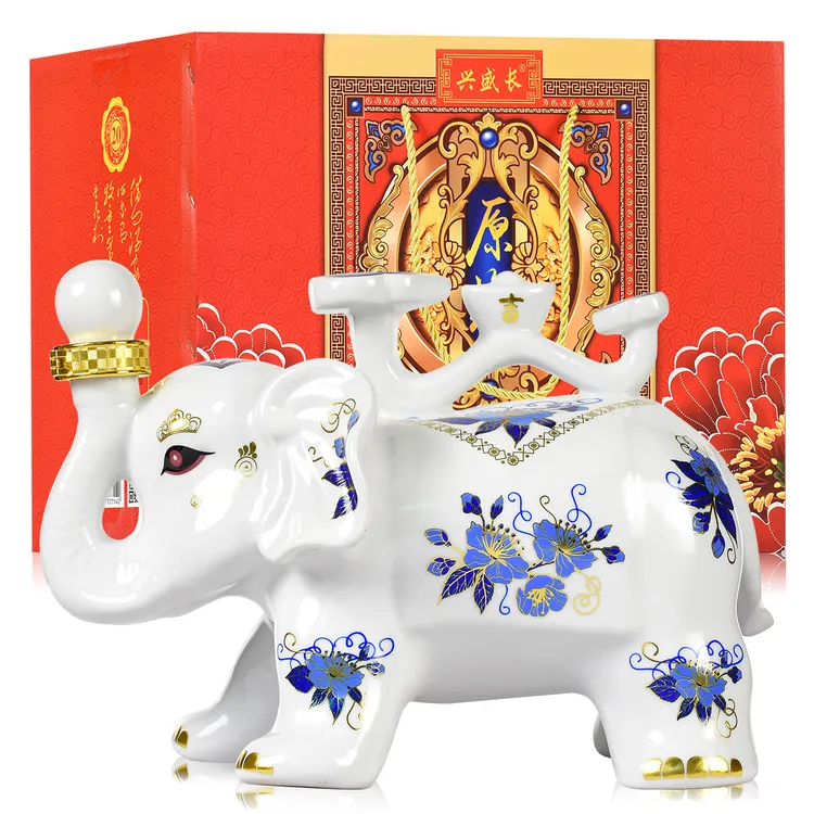 兴盛长吉祥如意大象清香型白酒宴请送礼佳品经典好酒53度1500ml
