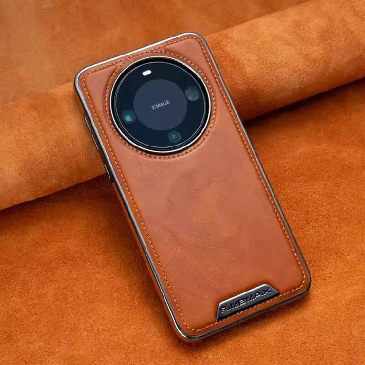 适用华为mate60pro+手机壳高档皮纹磁吸mate60新款全包防摔保护套