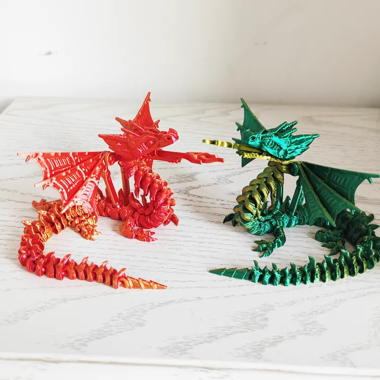 3D打印喷火龙可活动关节和翅膀骑龙飞龙模型摆件电脑桌面汽车装饰