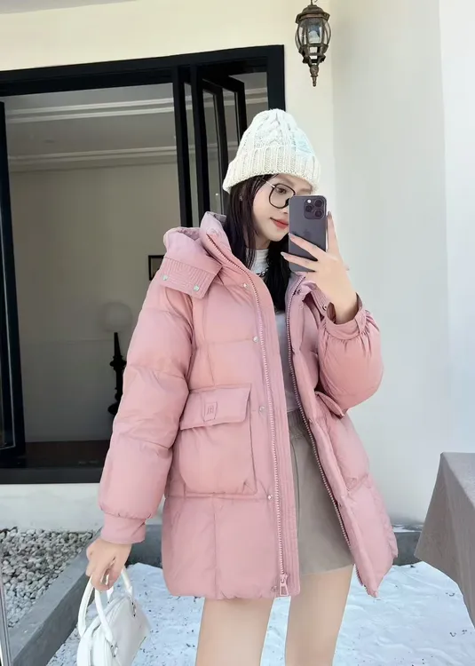 修身连帽羽绒服冬季大码时尚保暖韩版女士外套