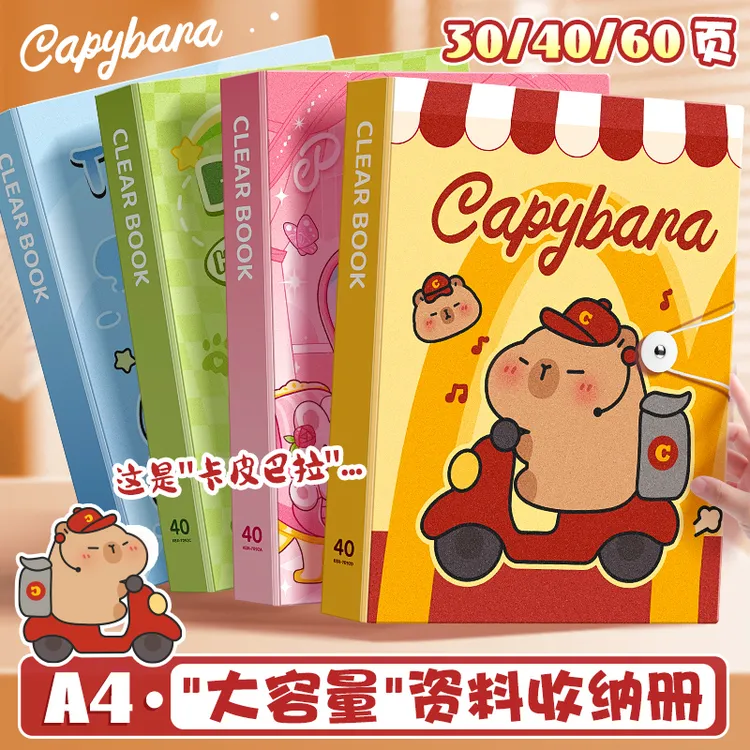 咔巴熊文件夹资料册A4插页透明插页试卷收纳袋收纳册乐谱卷子收集