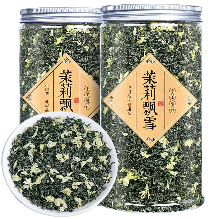 茉莉花茶飘雪2025新茶特级传统炒花毛峰毛尖浓郁花草茶叶罐装手工