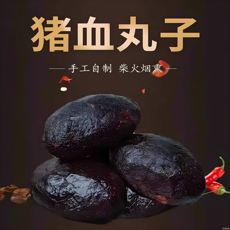 湖南土特产猪血丸子农家柴火烟熏血豆腐干湘西土家武冈卤豆腐圆子