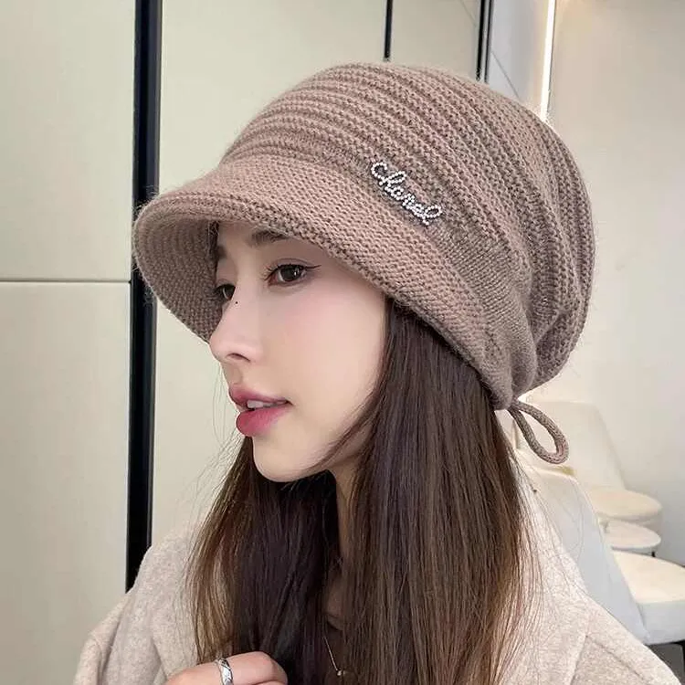 兔毛混纺2025新款帽子女冬妈妈款女款冬毛线帽秋冬季针织堆堆帽