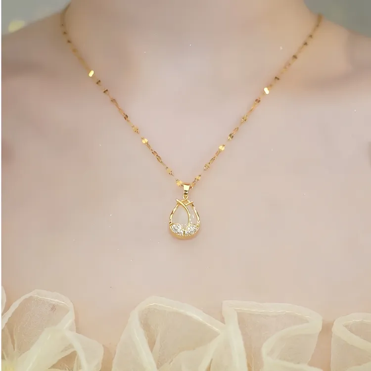 钛钢项链 郁金香吊坠项链女网红配饰轻奢优雅气质时尚百搭锁骨链