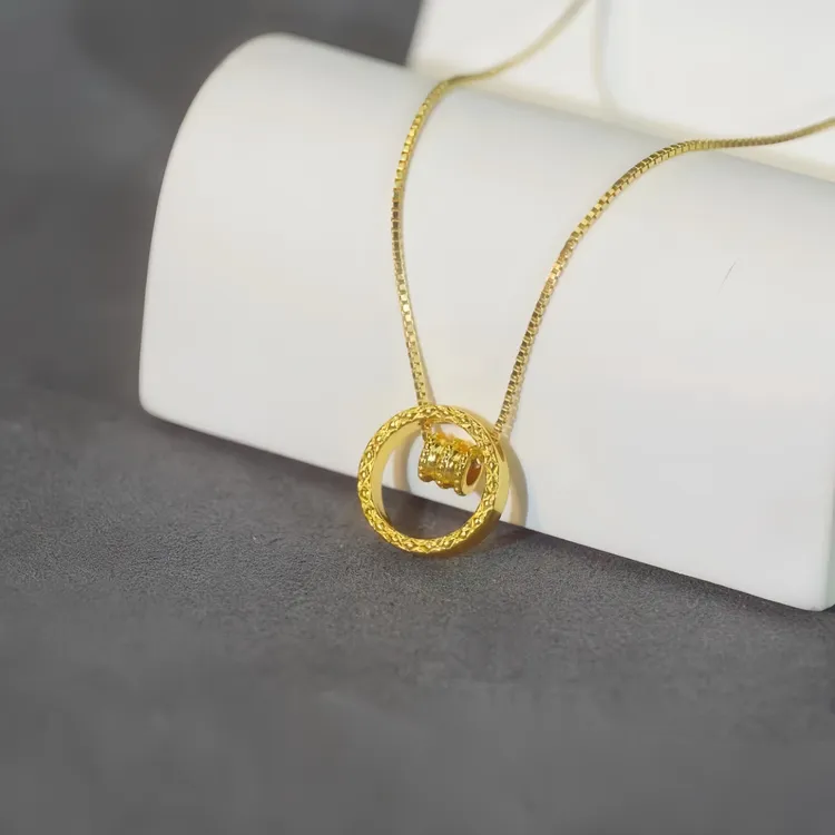 钛钢项链 小蛮腰圆环项链女不掉色坠链金色民族风精致气质锁骨链2