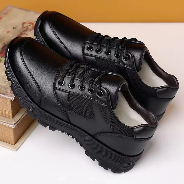 秋冬季作训鞋户外运动鞋休闲皮面男士单鞋保暖防寒户外训练执勤鞋