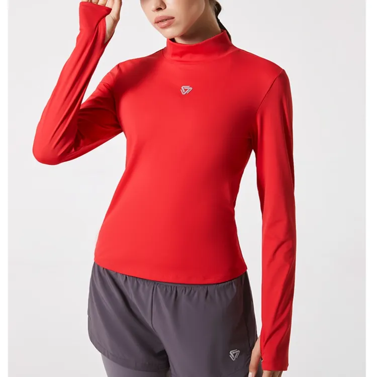 【抓绒中领长袖】科里芙裸感亲肤运动跑步健身服秋冬保暖打底上衣