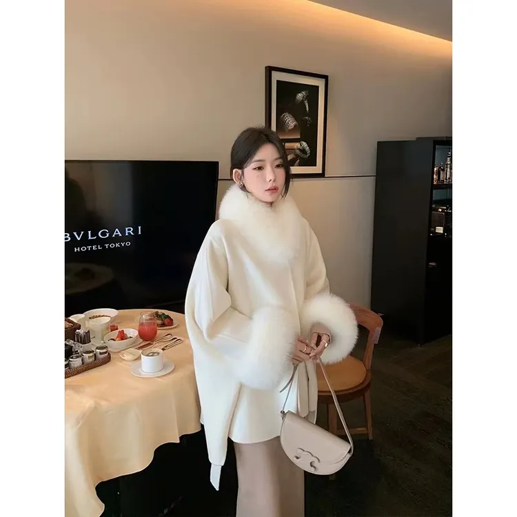 双面呢羊毛呢韩系毛呢2024秋季新款 双面呢羊毛大衣