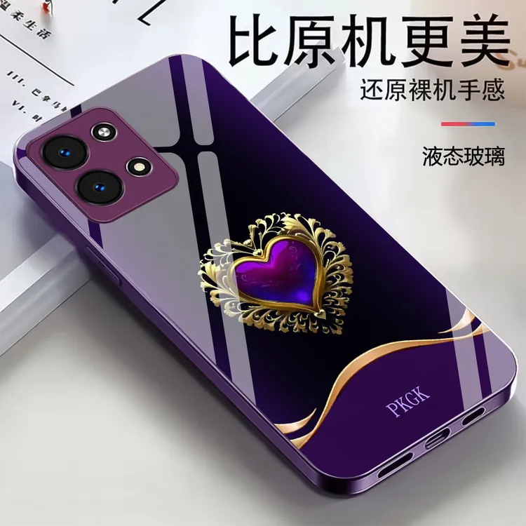 适用【OPPO Reno9】时尚爱心液态玻璃手机壳 轻奢潮流 全包防摔刮