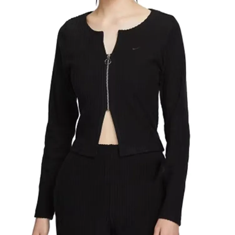 NIKE耐克女子AS W NSW NK CHLL KNT RIB FZ CR针织外套FN3683-010