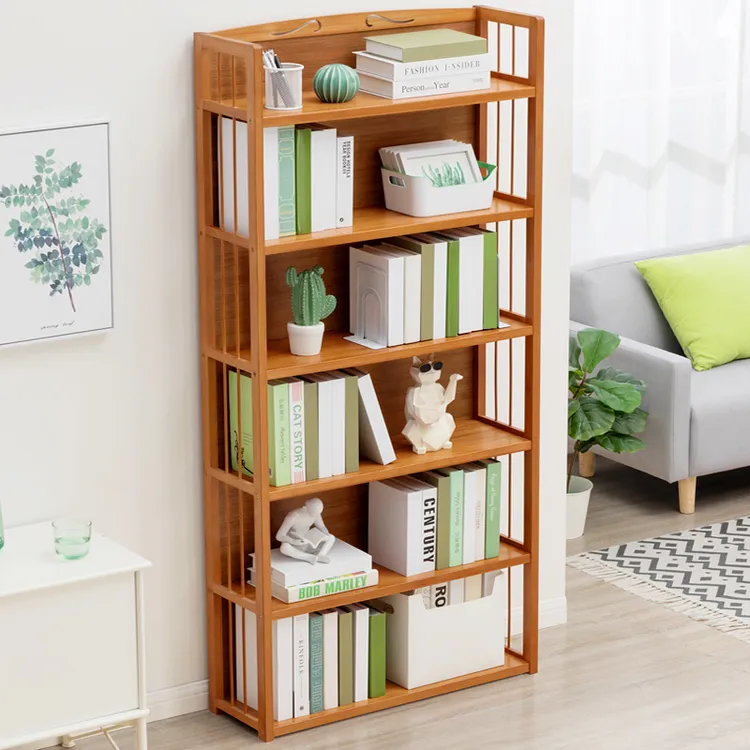 书架落地置物架儿童书柜子家用桌面简易实木客厅多层书本收纳储物