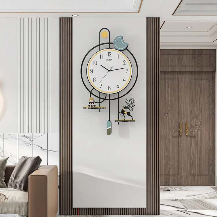 【品牌厂家】创意网红钟表挂钟客厅家用时尚大气墙上时钟带万年历钟商品图