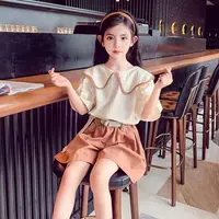女童夏季套装新款中大童网红洋气娃娃领短袖韩版时尚短裤两件套潮