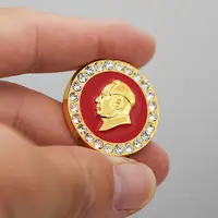 铜合金胸针 毛主勋章镶嵌宝石礼盒毛爷爷像章徽章会议胸章高档