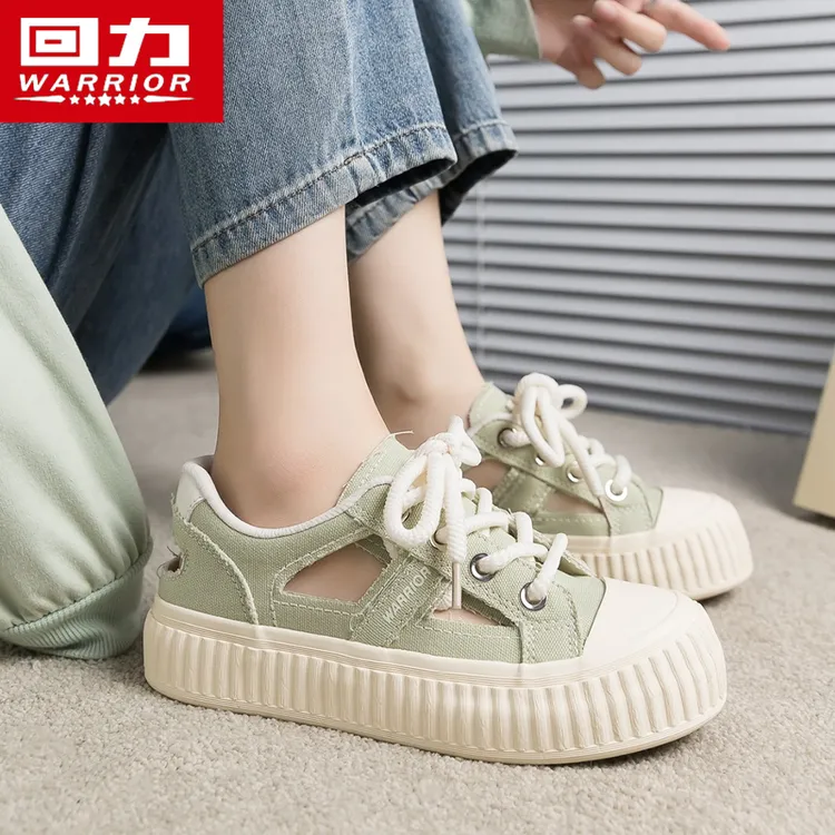 回力女鞋2025新款冬季透气厚底松糕凉鞋运动休闲板鞋镂空百搭潮鞋