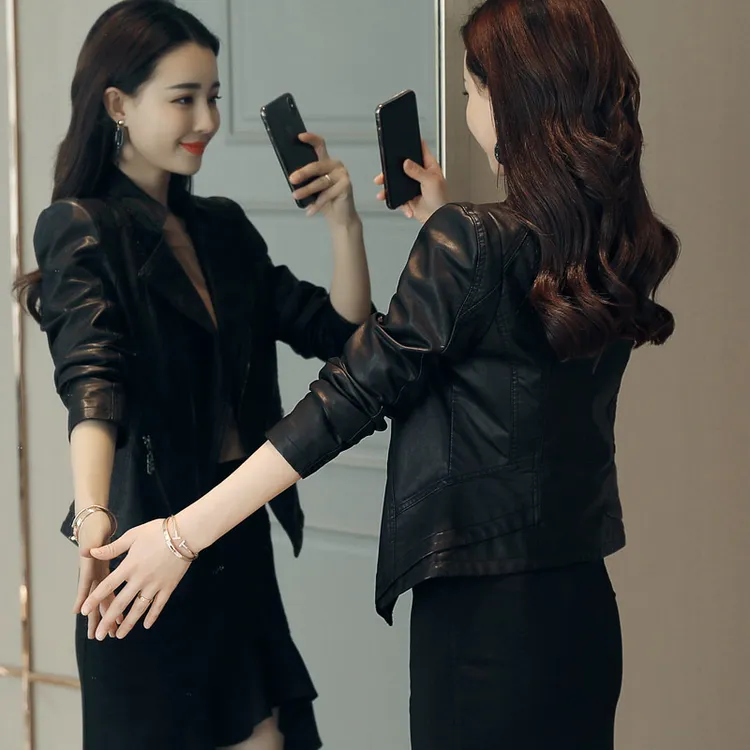 2025秋冬新款小皮衣女外套短款机车服欧货显瘦修身皮夹克时尚外套
