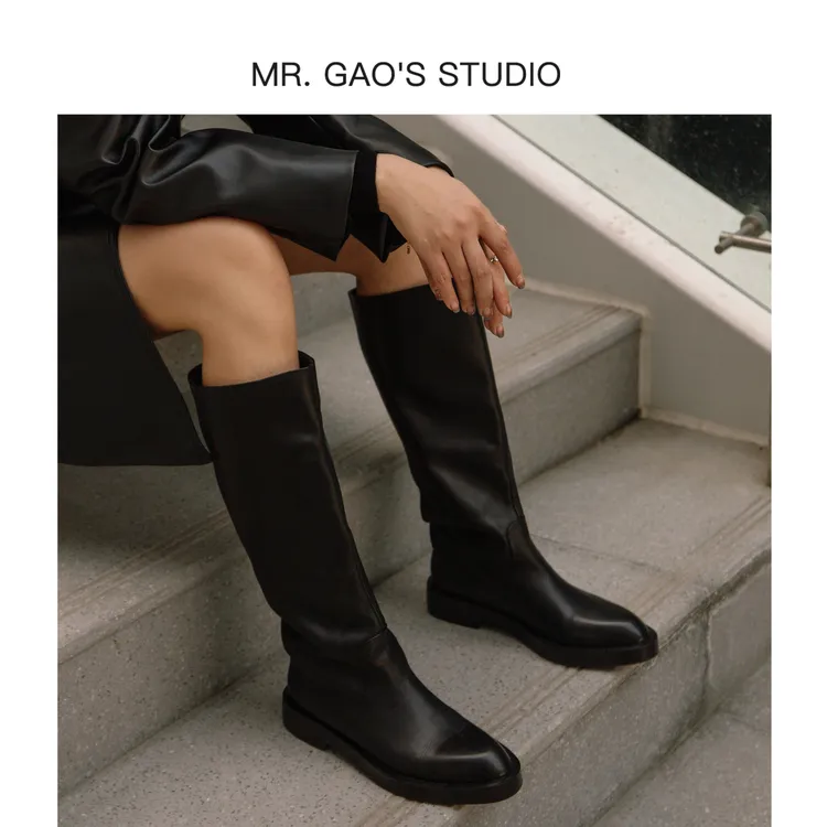 【Mr.Gao】直筒不过膝粗跟厚底高筒靴【双12限定】英伦长筒时装靴女靴