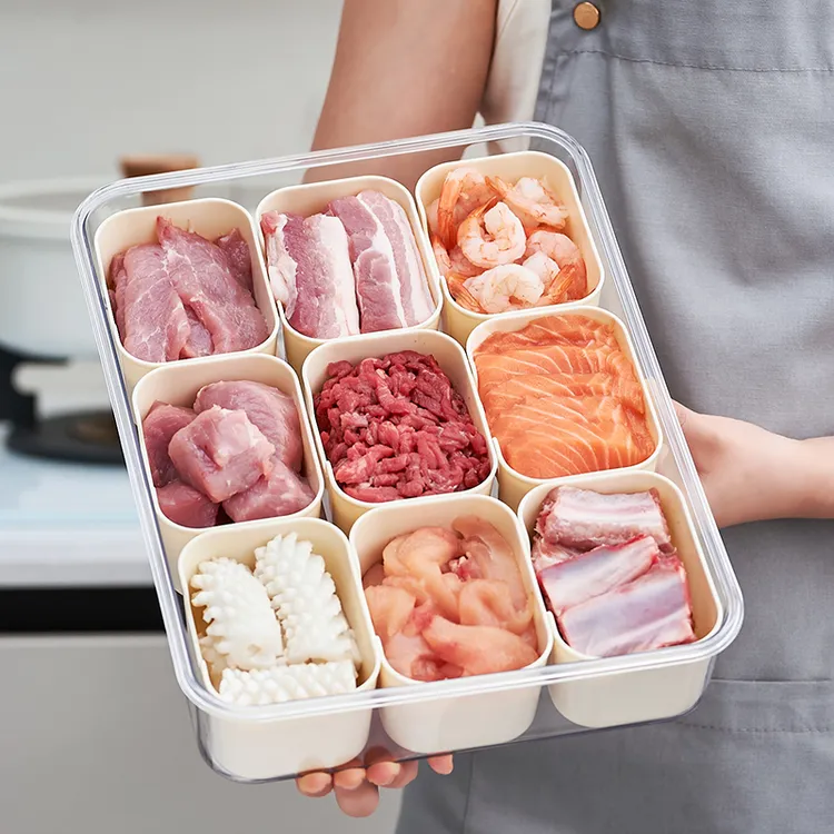 橱明星冰箱冻肉分装盒肉类冷冻专用收纳保鲜盒食物备餐分格整理盒