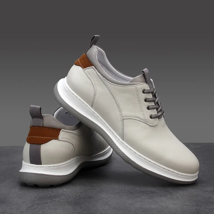 男休闲皮鞋真皮白色秋季新款运动减震轻质软底透气男士休闲鞋
