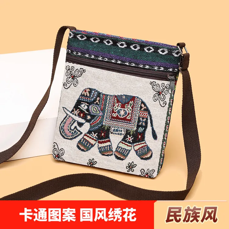 休闲女斜挎小挎包小包包中国民族风织布可爱逛街女士手机包单肩包