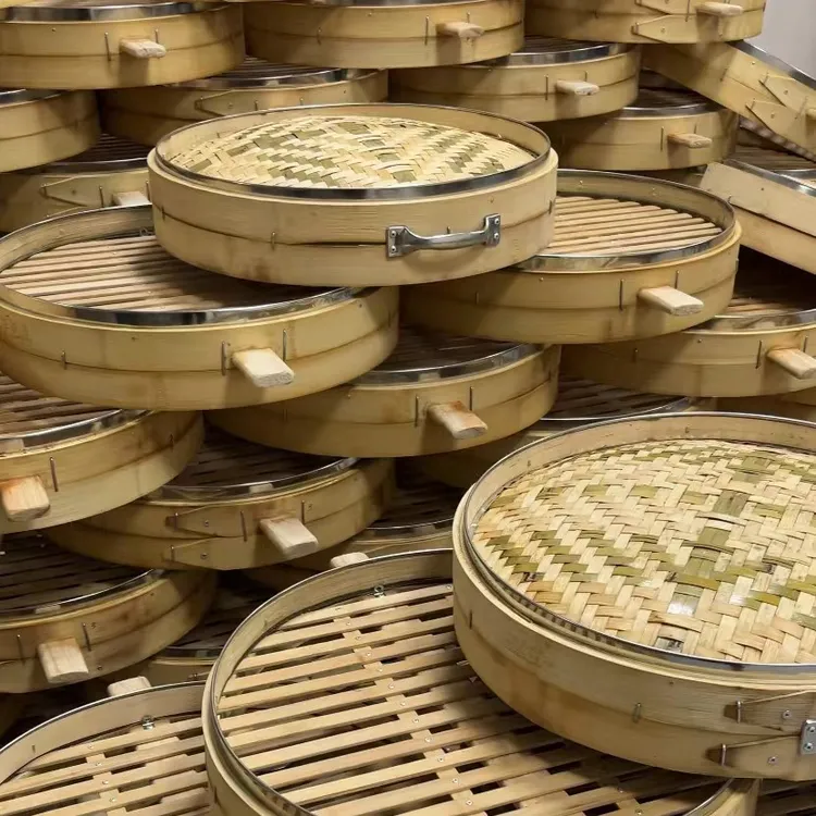 碳化蒸笼商用大号纯手工竹制笼屉早餐包子馒头面点之乡专用无菌笼
