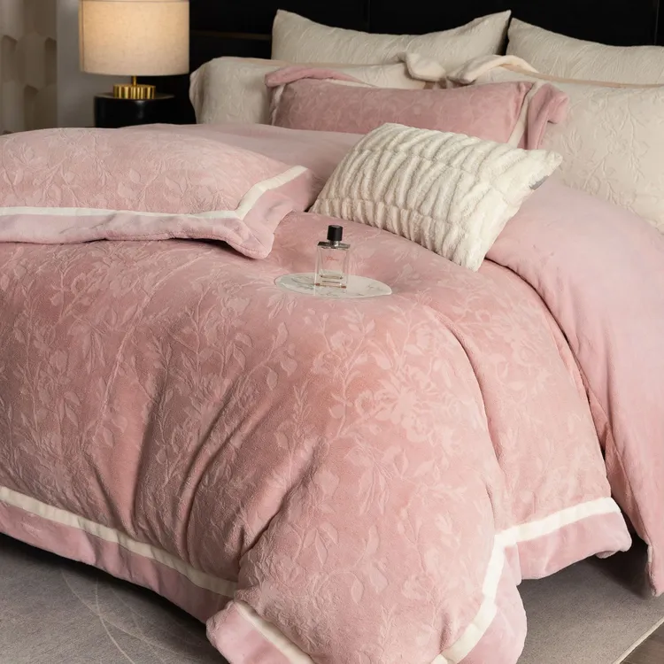 ROWHOLLY  繁花高克重牛奶绒加绒被保暖加厚被套双面绒床品四件套