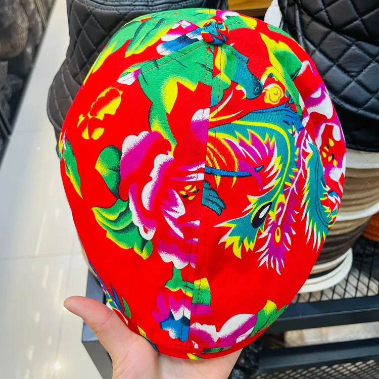 2024新款网红东北大花棒球帽前进帽民族风国朝复古风时尚潮流个性