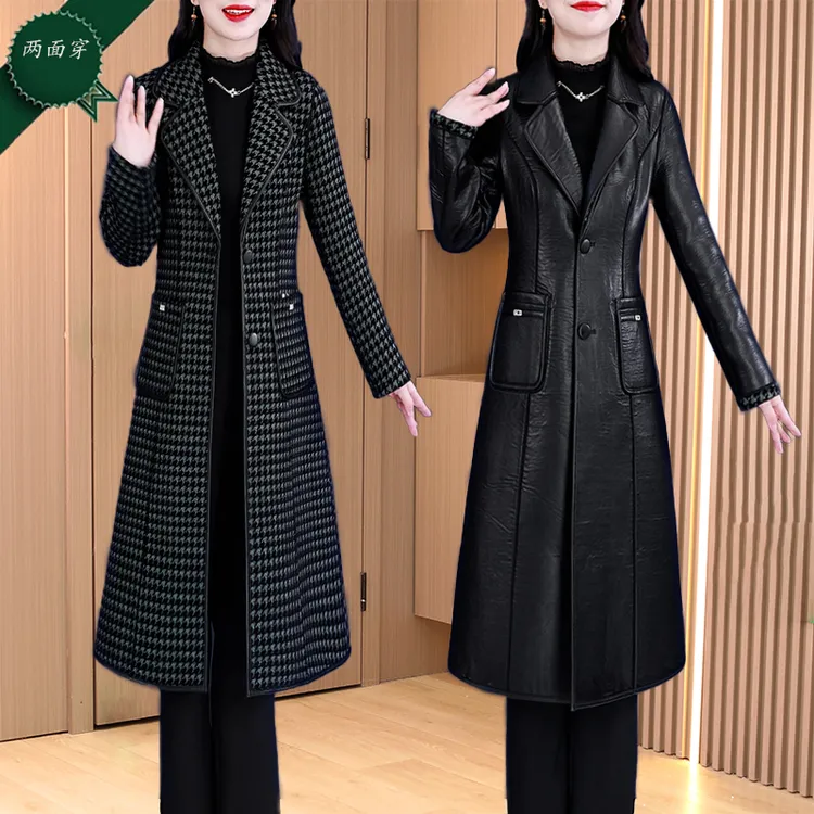 拉夏贝尔双面穿高级感杭州意法风衣外套女2025早春洋气中长款大衣