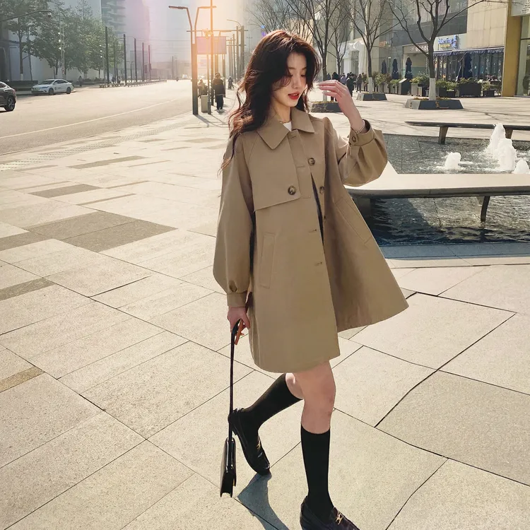韩系英伦风衣外套女2025早秋新款网红爆款减龄设计感休闲气质大衣
