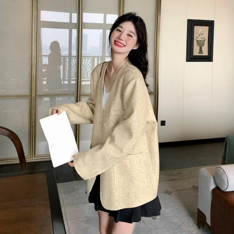 黄色优雅小香风气质西装外套女2025秋季新款静奢减龄名媛百搭上衣