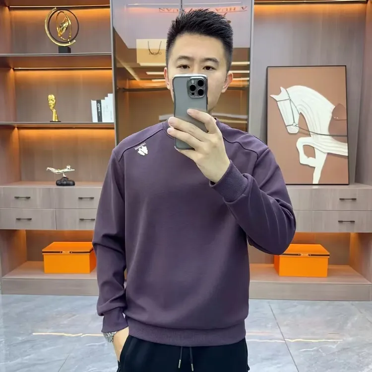 秋季新款男士长袖卫衣时尚百搭潮流秋季男上衣套头圆领宽松休闲
