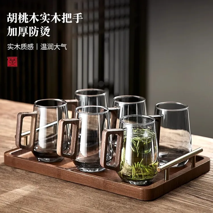 中式玻璃杯泡茶杯家用客厅待客耐高温绿茶杯高档个人喝水杯子