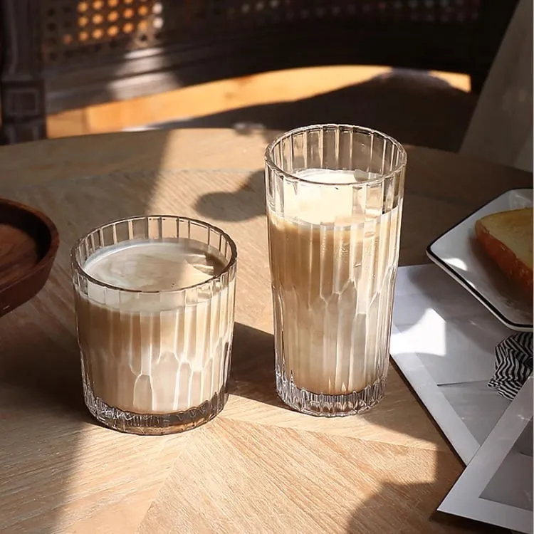 【青苹果】复古玻璃杯咖啡杯(高款320毫升*1+矮款300毫升*1)