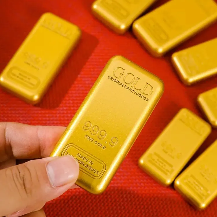 4cm大号实心金砖仿真金条刻字金条手工创意中式家居摆件