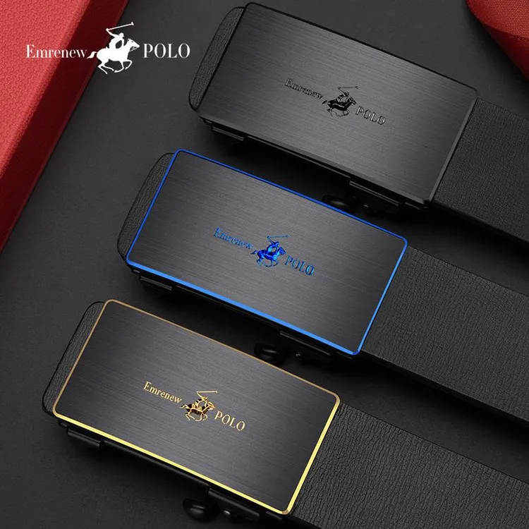 男士休闲真牛皮皮带高档中年时尚百搭安普里保罗真皮自动扣裤腰带