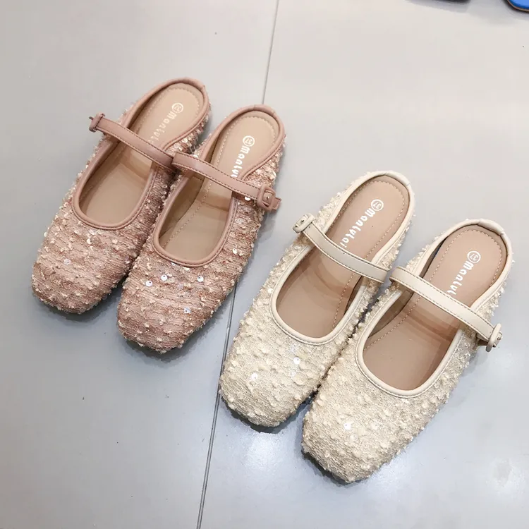 复古新中式国风单鞋2024新款气质包头半拖玛丽珍鞋缎面温柔凉拖鞋