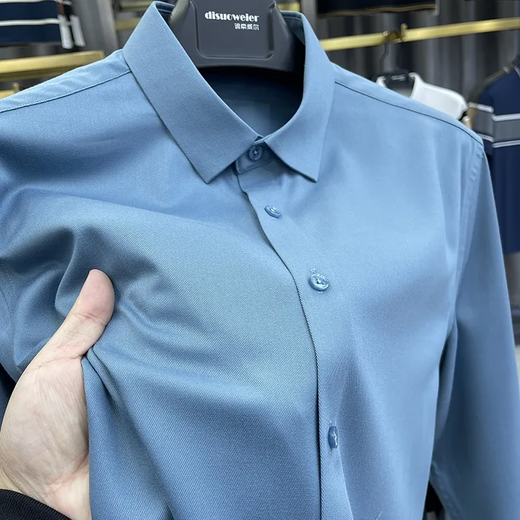 Zero Degree North品牌纯色男士长袖衬衫春秋季商务抗皱免烫衬衣