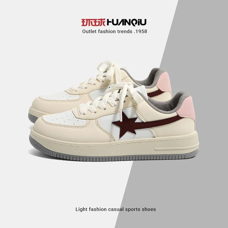 环球新款百搭板鞋星星小白鞋情侣款2025潮流经典厚底时尚休闲板鞋