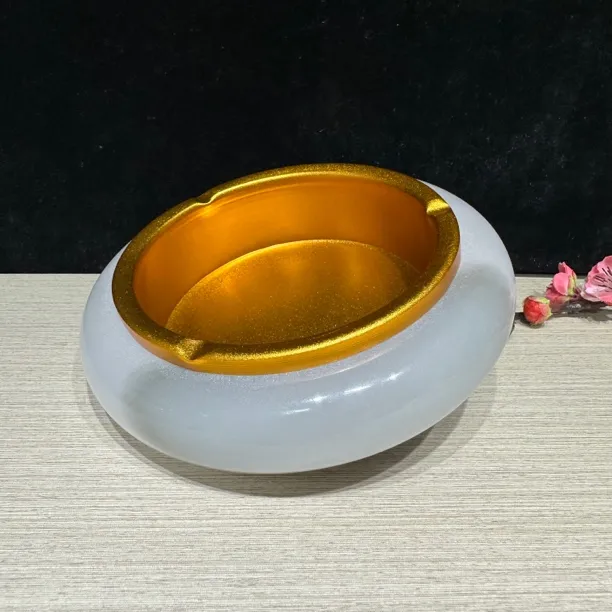 天然水墨玉烟缸客厅礼物个性家用办公室高档摆件高端时尚烟缸