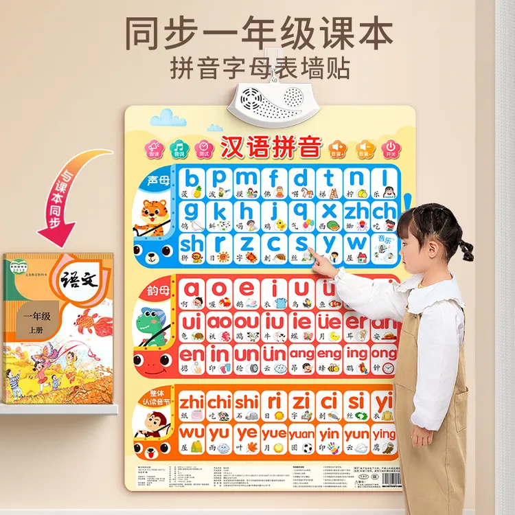 汉语拼音挂图字母表墙贴有声书拼读训练学声母韵母点读书一年级YZ商品图